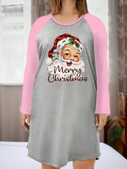 Christmas Nightdress Women's Plus Santa Claus Print Tee Sleep Dress