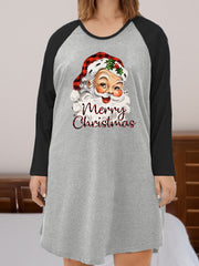 Christmas Nightdress Women's Plus Santa Claus Print Tee Sleep Dress