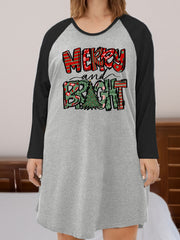 Christmas Nightdress Women's Plus Christmas Tree Tee Sleep Dress