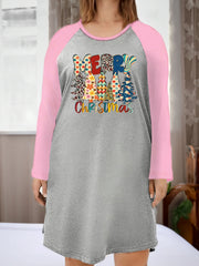 Christmas Nightdress Women's Plus Christmas Tree & Slogan Print Tee