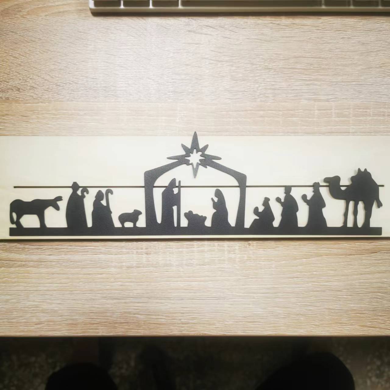 Iron Jesus Born Christmas Light Frame Wall Decoration Pendant
