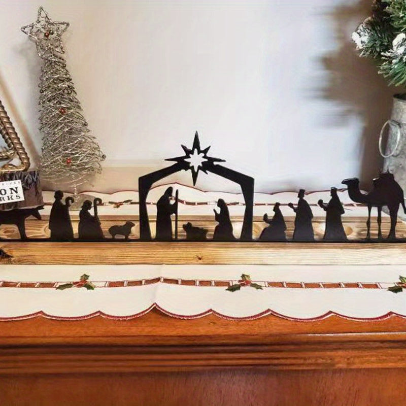 Iron Jesus Born Christmas Light Frame Wall Decoration Pendant