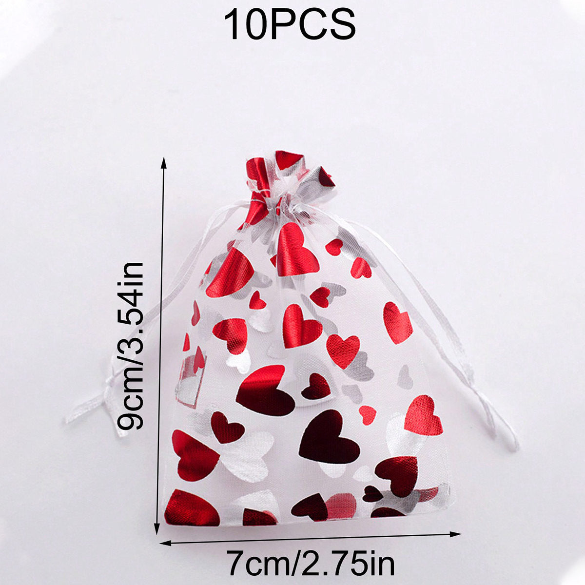 10pcs Red Love Gift Candy Bags Wedding Party Drawstring Jewelry Bags Mesh Bags