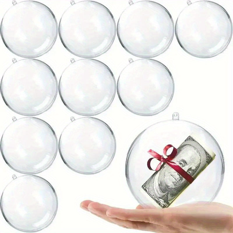 10pcs Clear Plastic Christmas Ornaments for DIY Crafts and Decorations