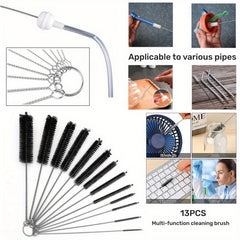 13Pcs Long Nylon Cleaning Straw Brush Set Bottle Tube Washing Tool Kit