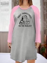 Santa Claus Print Raglan Sleeve Tee Sleep Dress