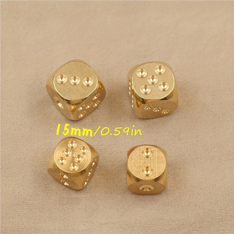 5pcs Brass Dices For Board Game Bar Supplies Random Style