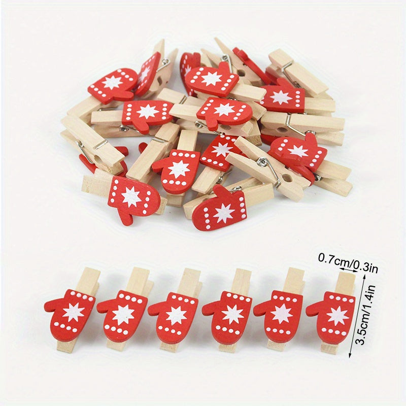 20pcs Wooden Christmas Tree Clip DIY Decoration Family Christmas Tree Snowflake