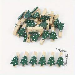 20pcs Wooden Christmas Tree Clip DIY Decoration Family Christmas Tree Snowflake