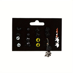 20 Pairs Halloween Theme Stud Earring Sets - Pumpkin Ghost Bat Boo Drop Earrings