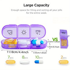 Large 3 Times a Day Weekly Pill Organizer, 7 Grid Portable Pill Case