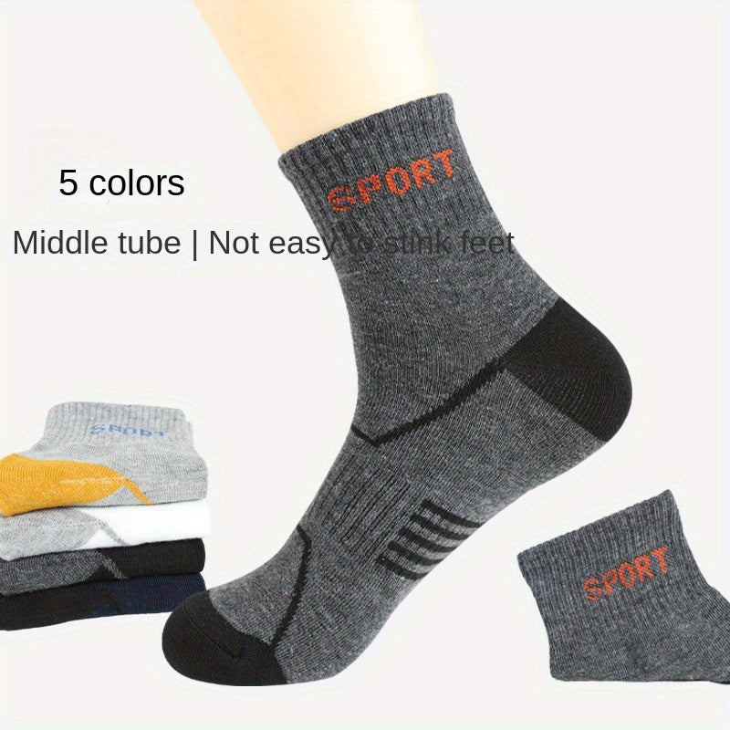 5 Pairs Men's Deodorant Ankle Socks for Outdoor Sports