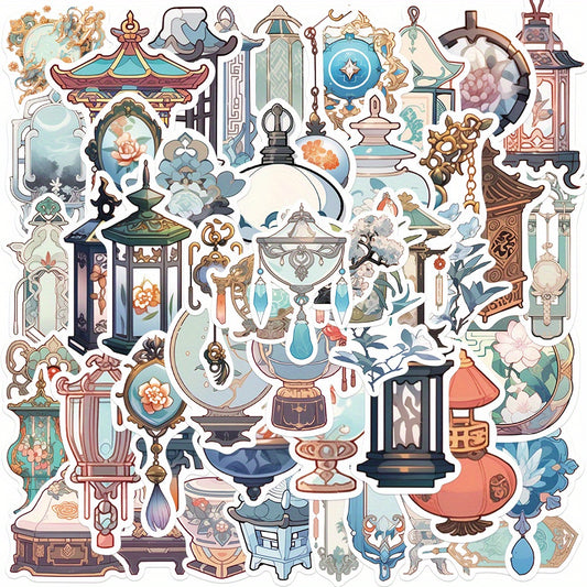 50pcs Lantern Chinese Palace Vinyl Stickers for Guitar Skateboard