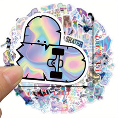 50pcs Roller Skating Stickers Waterproof Vinyl for Water Bottle Laptop Phone