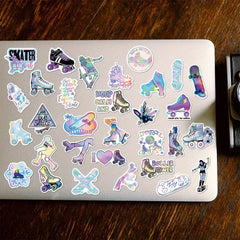 50pcs Roller Skating Stickers Waterproof Vinyl for Water Bottle Laptop Phone
