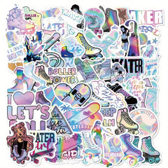 50pcs Roller Skating Stickers Waterproof Vinyl for Water Bottle Laptop Phone