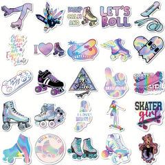50pcs Roller Skating Stickers Waterproof Vinyl for Water Bottle Laptop Phone