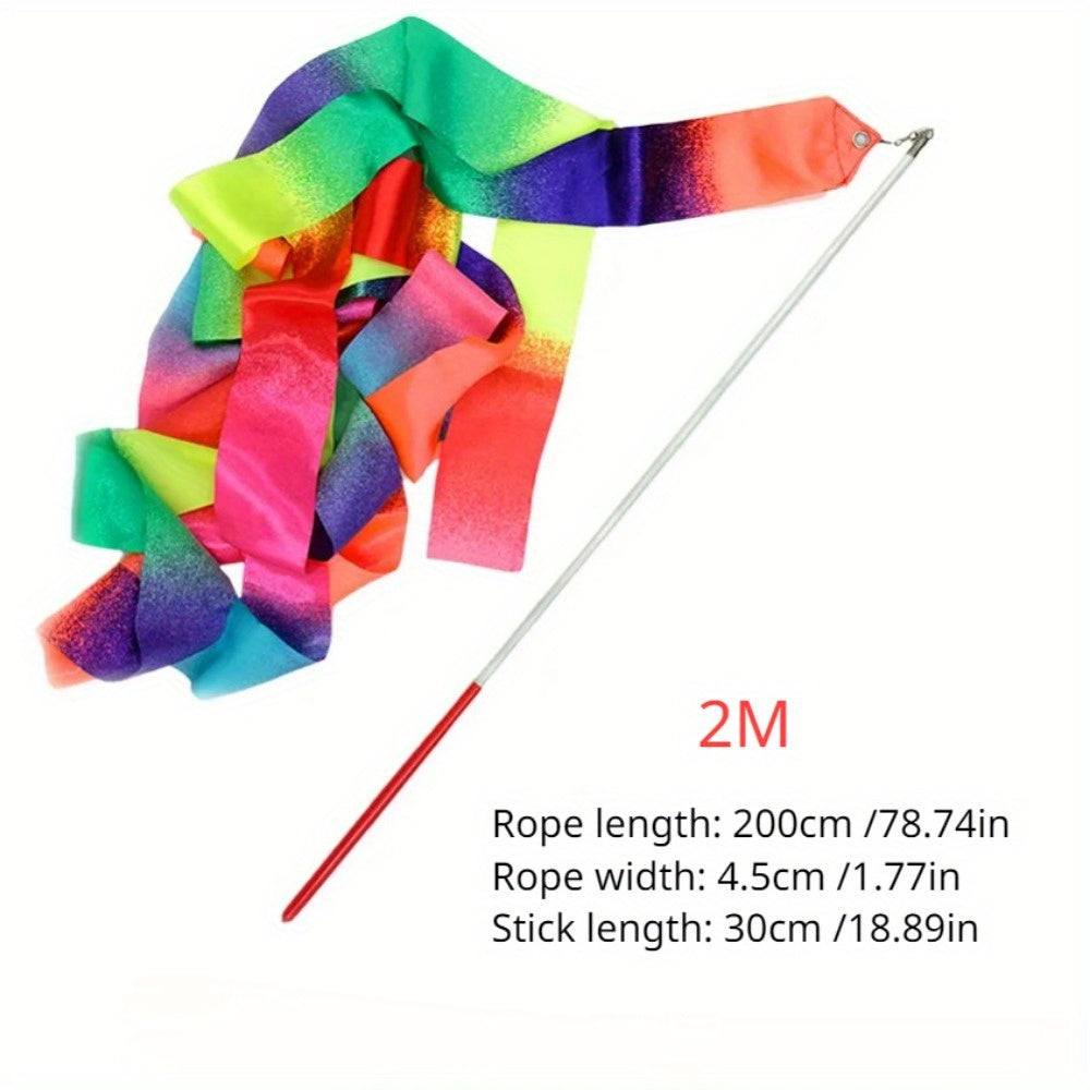 Rainbow Streamer Rhythmic Gymnastics Ribbon Dance Wands On Sticks