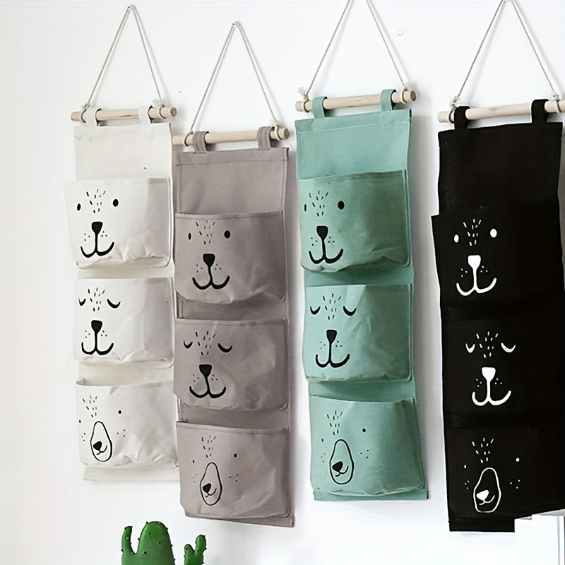 1pc Hanging Storage Bag Cartoon Pattern Organizer Bag Home Organization
