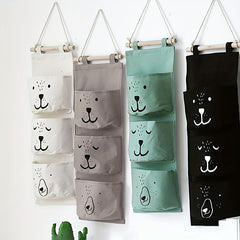 1pc Hanging Storage Bag Cartoon Pattern Organizer Bag Home Organization