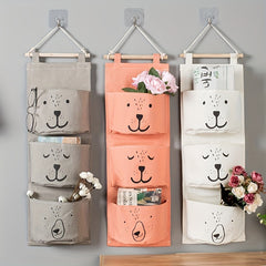1pc Hanging Storage Bag Cartoon Pattern Organizer Bag Home Organization