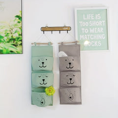 1pc Hanging Storage Bag Cartoon Pattern Organizer Bag Home Organization