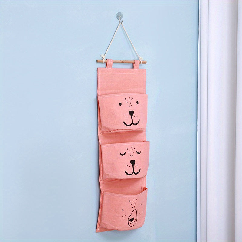1pc Hanging Storage Bag Cartoon Pattern Organizer Bag Home Organization
