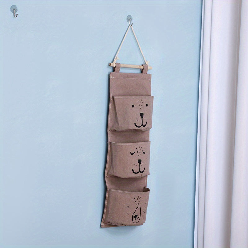 1pc Hanging Storage Bag Cartoon Pattern Organizer Bag Home Organization