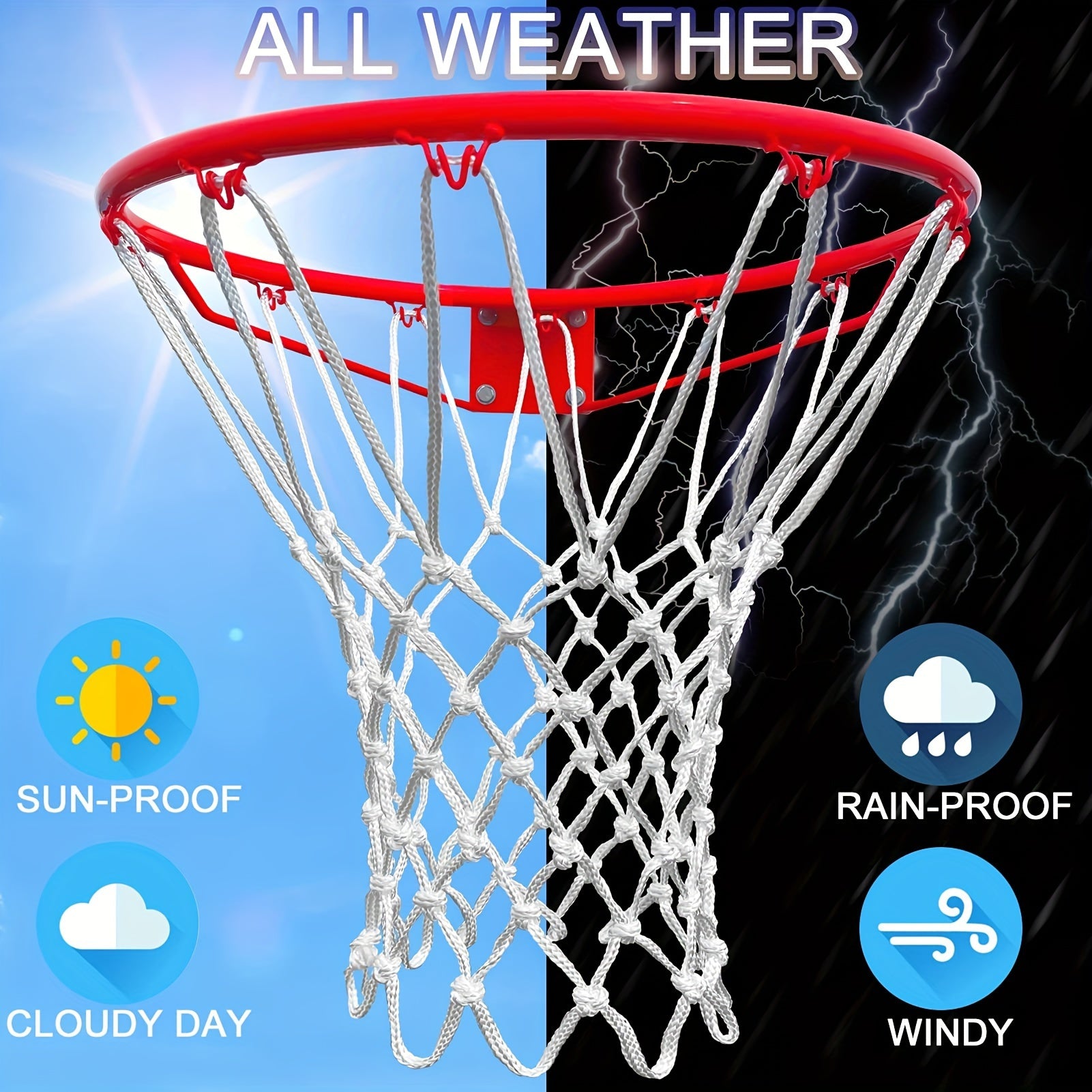 Heavy Duty Basketball Net with 12 Loops - Indoor & Outdoor Use
