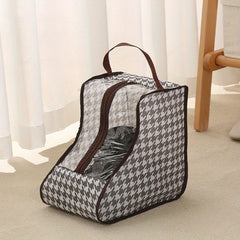 Houndstooth Short Boots Storage Bag with Zipper