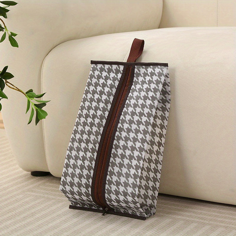 Houndstooth Short Boots Storage Bag with Zipper