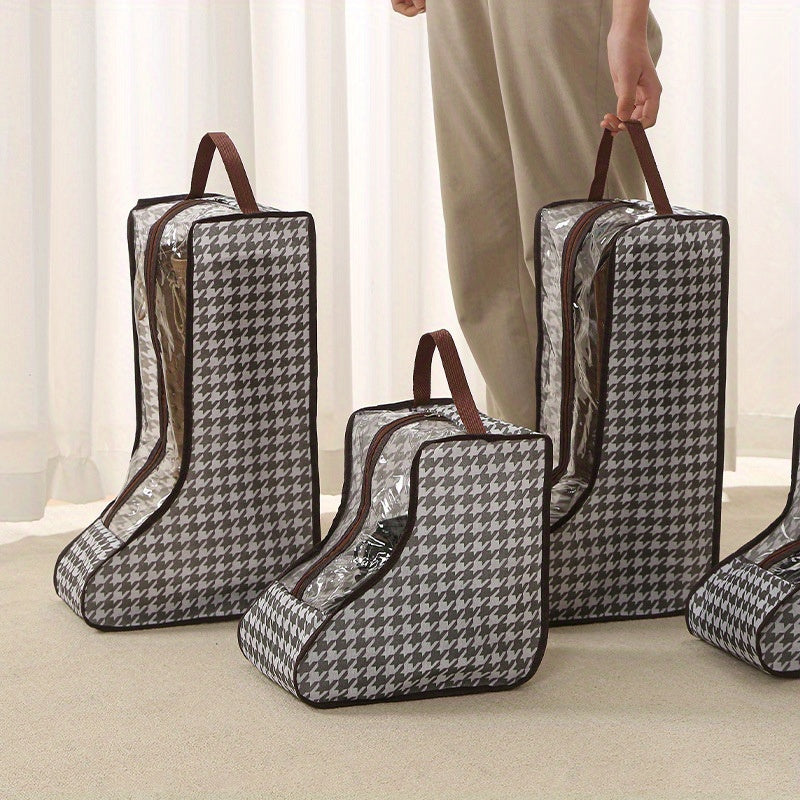 Houndstooth Short Boots Storage Bag with Zipper
