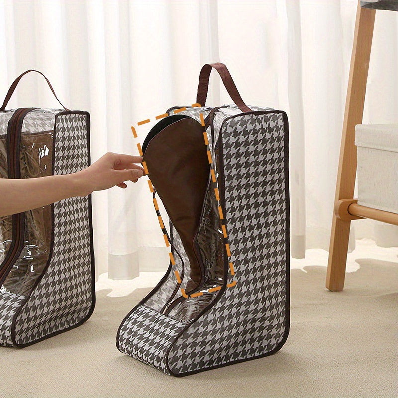 Houndstooth Short Boots Storage Bag with Zipper