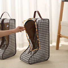 Houndstooth Short Boots Storage Bag with Zipper