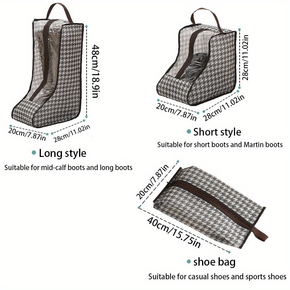 Houndstooth Short Boots Storage Bag with Zipper