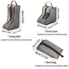 Houndstooth Short Boots Storage Bag with Zipper