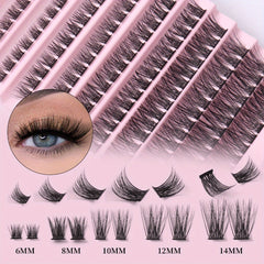 140pcs 8-14mm D Curl Cluster Lash Extensions Soft & Natural False Eyelashes
