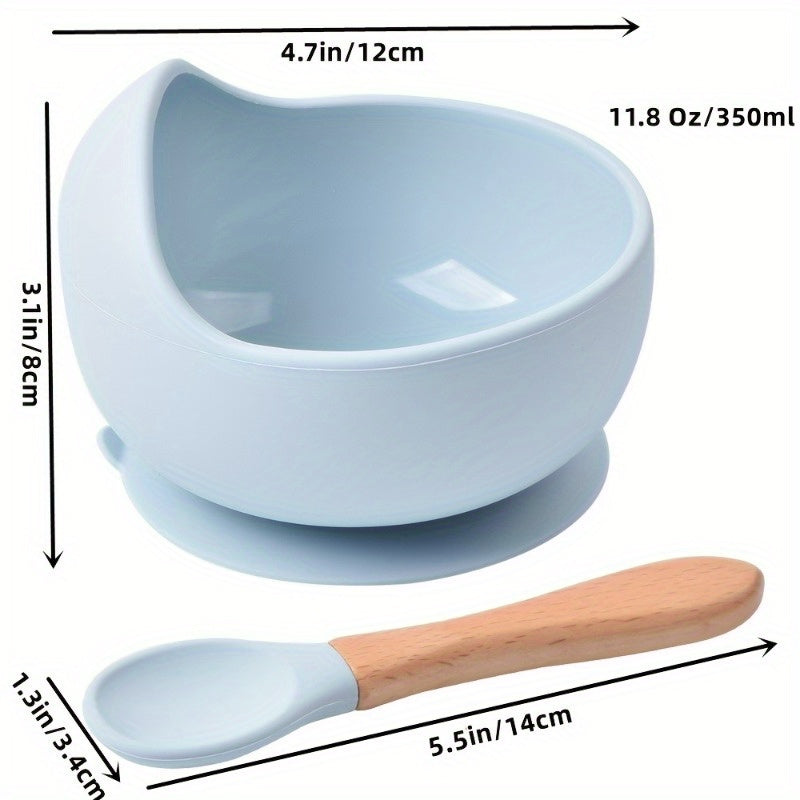 2pcs Silicone Bowls Spoon Set Portable Food Plates Outdoor Camping