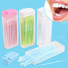 Portable Plastic Cleaning Toothpick Double Floss Dental Stick