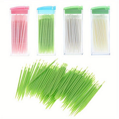 Portable Plastic Cleaning Toothpick Double Floss Dental Stick