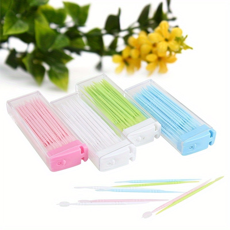 Portable Plastic Cleaning Toothpick Double Floss Dental Stick