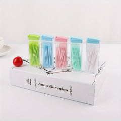 Portable Plastic Cleaning Toothpick Double Floss Dental Stick