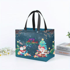 3pcs Christmas Gift Bag Large Capacity Portable Tote Hot Stamping Non-woven