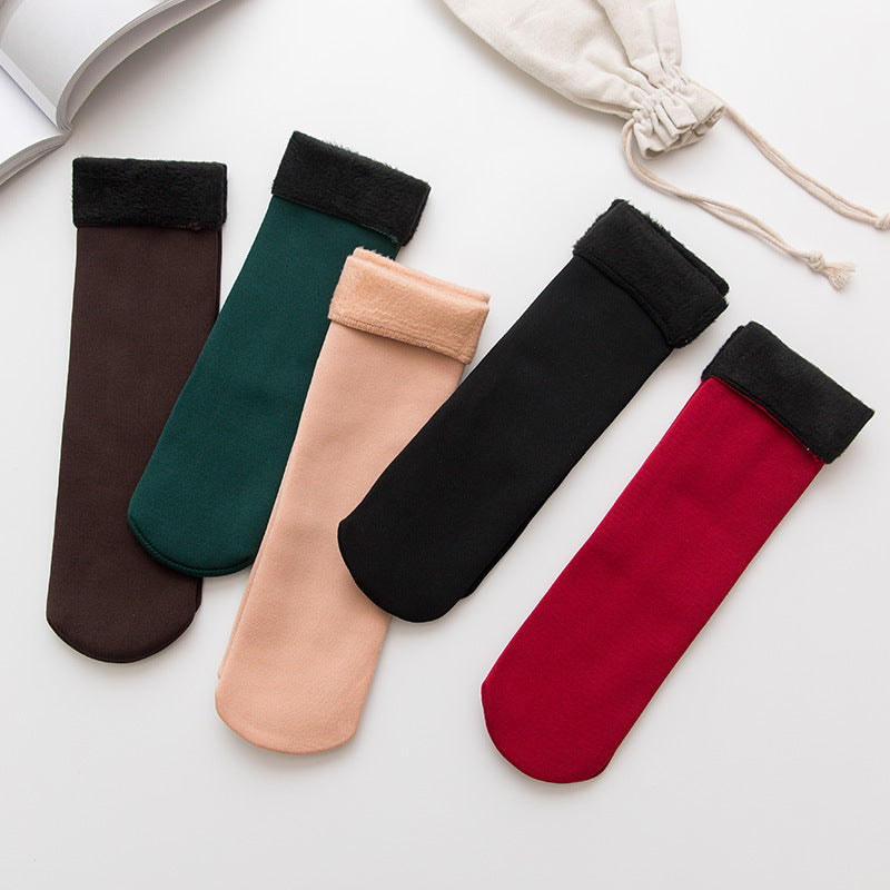 Warm Plush Snow Crew Socks for Sports and Running