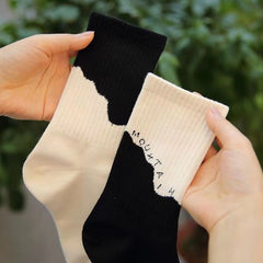 Asymmetrical Pattern Mid-calf Socks - 4 Pairs