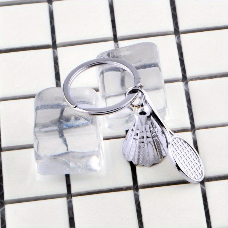 Metal Badminton Keychain Pendant Key Ring Bag Ornament