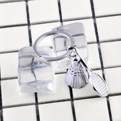 Metal Badminton Keychain Pendant Key Ring Bag Ornament