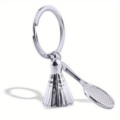 Metal Badminton Keychain Pendant Key Ring Bag Ornament