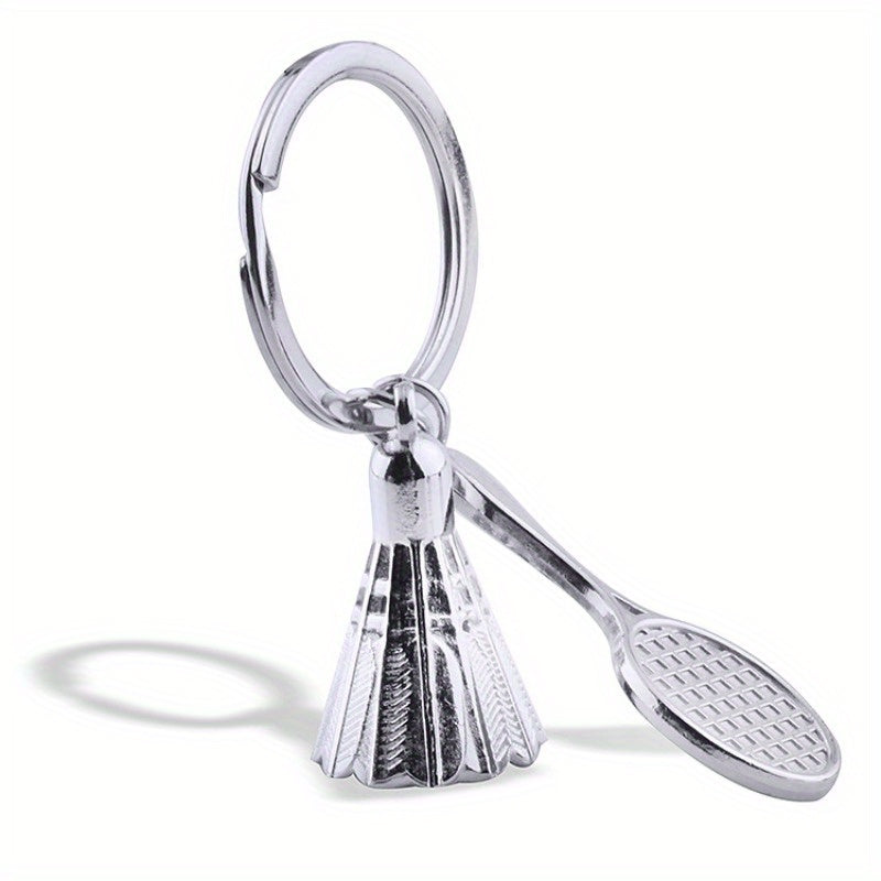 Metal Badminton Keychain Pendant Key Ring Bag Ornament