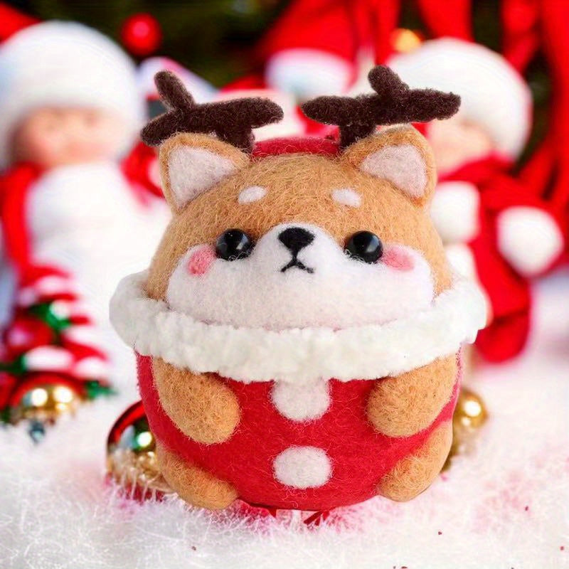 Christmas Deer DIY Wool Felt Material Bag with Needles and Thread